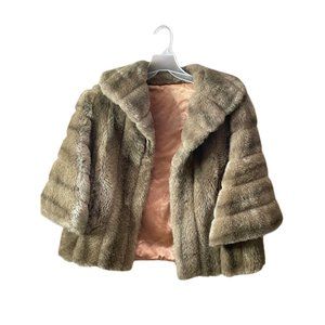 Regina Glenara By Glenoit Vintage Brown Faux Fur Women’s Shawl Wrap Medium Prom